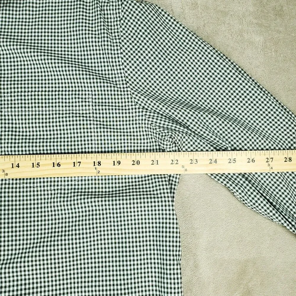 Banana Republic Shirt Mens Large Gray Check Untucked Fit Button Down Casual